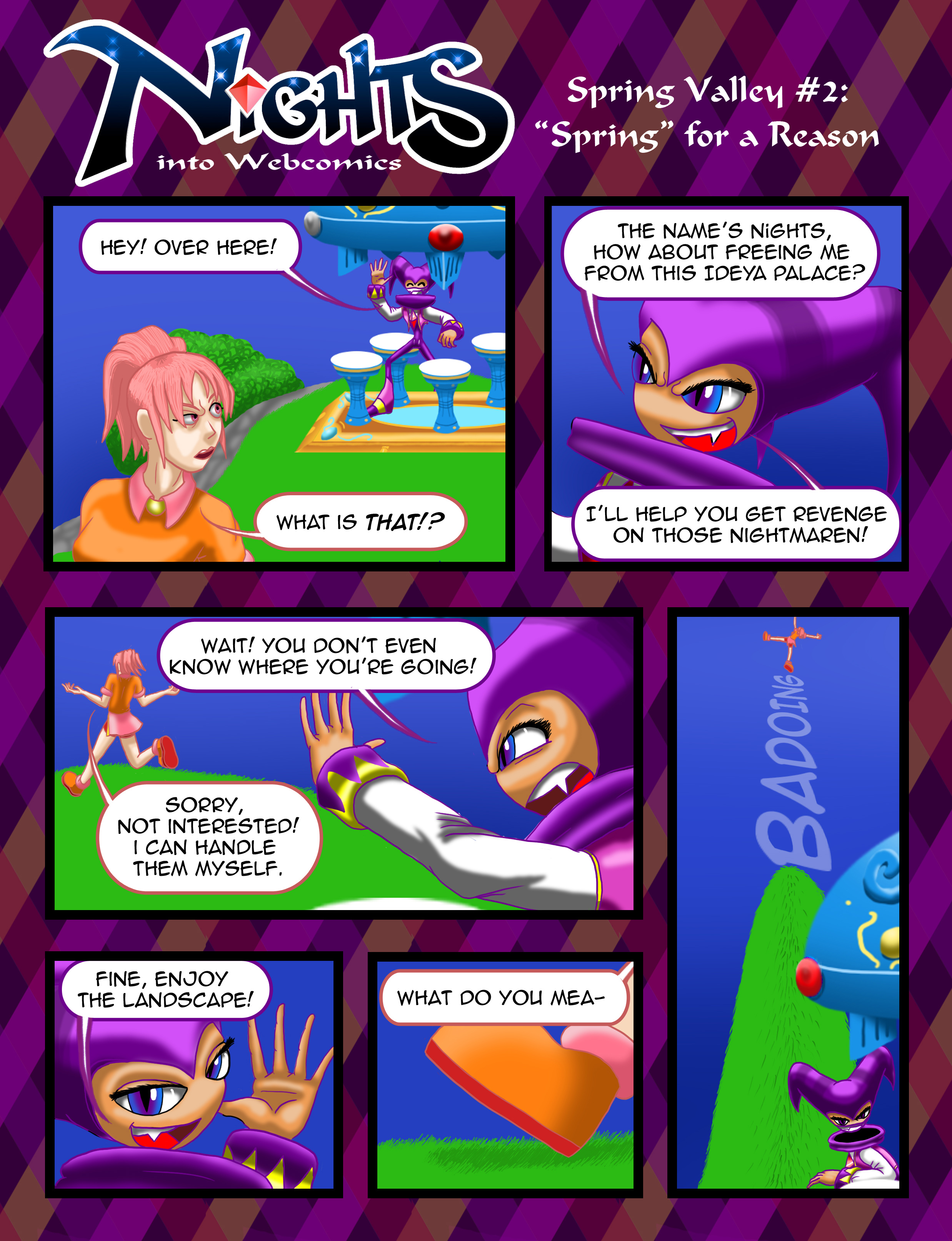 The comic covering the events of "NiGHTS into Dreams. 