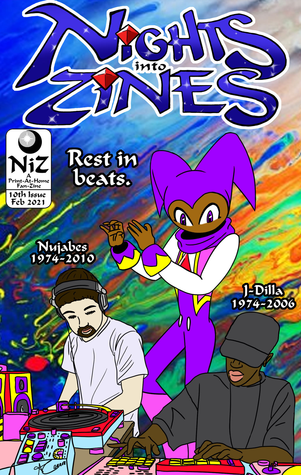 i got really into fnaf a couple of months ago and collected my fanart from then till now into a zine that you can download for free. my friend suggested i share